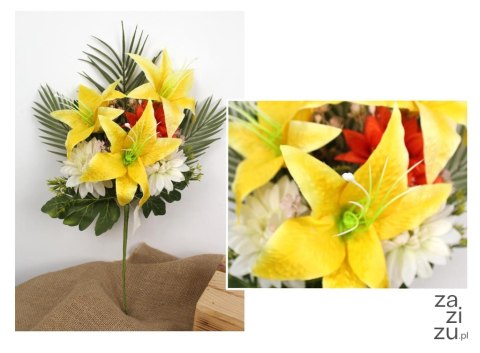 Bukiet mieszany lilia,gerbera ,wys.58cm główka 11-19cm żółto-pomarańczowy WMD-212B Bukiet mieszany lilia,gerbera ,wys.58cm główka 11-19cm żółto-pomarańczowy WMD-212B