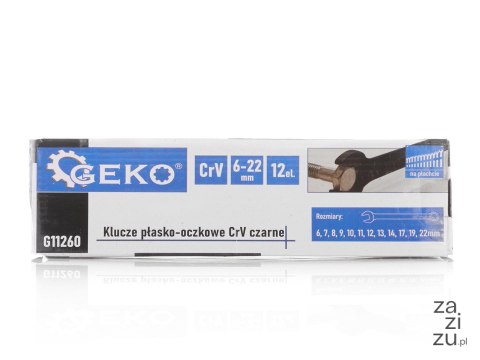 Klucze płasko-oczkowe CRV-czarne 6-22mm 12el. G11260 Klucze płasko-oczkowe CRV-czarne 6-22mm 12el. G11260