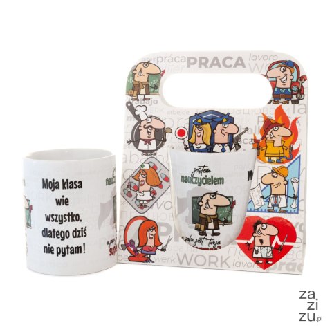 Kubek ceramiczny w ozdobnym opakowaniu z napisem "Jestem nauczycielem a jaka jest twoja supermoc?" - nauczyciel Kubek ceramiczny w ozdobnym opakowaniu z napisem "Jestem nauczycielem a jaka jest twoja supermoc?" - nauczyciel