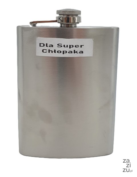 Piersiówka metalowa nierdzewna 240ml z napisem Dla Super Chłopaka XJ4265 Piersiówka metalowa nierdzewna 240ml z napisem Dla Super Chłopaka XJ4265