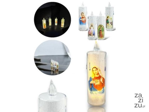 Świeczka led / wkład do zniczy 12cm - mix wzorów 690107 Świeczka led / wkład do zniczy 12cm - mix wzorów 690107