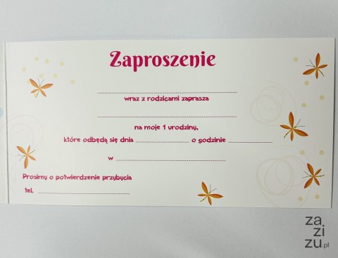 Zaproszenia na roczek 10szt. + koperta Zaproszenia na roczek 10szt. + koperta