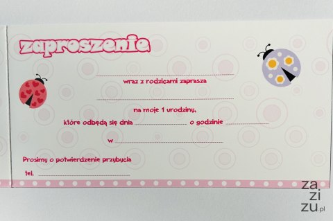 Zaproszenia na roczek 10szt. + koperta Zaproszenia na roczek 10szt. + koperta