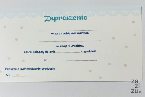 Zaproszenia na roczek 10szt. + koperta Zaproszenia na roczek 10szt. + koperta