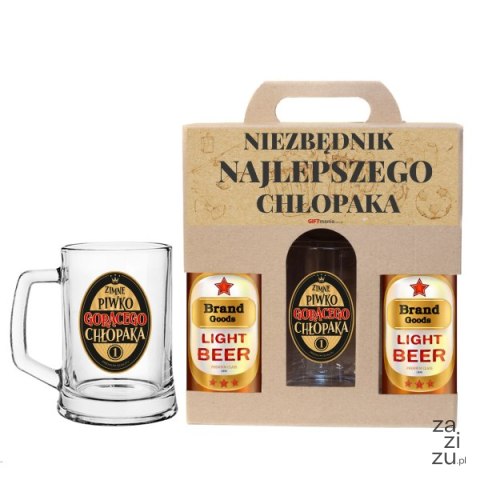 Zestaw prezentowy NIEZBĘDNIK CHŁOPAKA.Dedykowany kufel do piwa 0,5 L z nosidłem na 2 butelki "Zimne piwko gorącego chłopaka" Zestaw prezentowy NIEZBĘDNIK CHŁOPAKA.Dedykowany kufel do piwa 0,5 L z nosidłem na 2 butelki "Zimne piwko gorącego chłopaka"