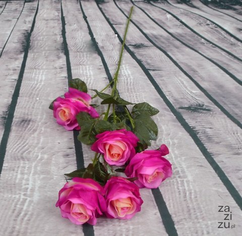 Kwiat sztuczny 10szt. RÓŻA wys. 85 cm (5 kwiatów 10 cm) RÓŻOWA Z JASNYM ŚRODKIEM KSC-103G Kwiat sztuczny 10szt. RÓŻA wys. 85 cm (5 kwiatów 10 cm) RÓŻOWA Z JASNYM ŚRODKIEM KSC-103G