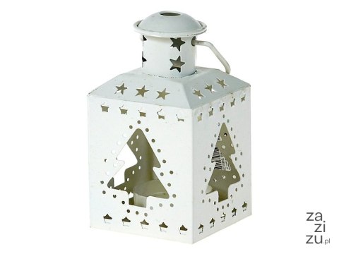 Lampion na tealight z motywem świątecznym 12 x 6 x 6cm metalowy Lampion na tealight z motywem świątecznym 12 x 6 x 6cm metalowy