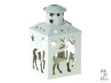 Lampion na tealight z motywem świątecznym 12 x 6 x 6cm metalowy