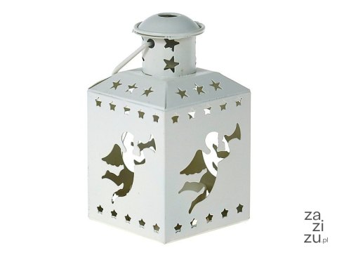 Lampion na tealight z motywem świątecznym 12 x 6 x 6cm metalowy Lampion na tealight z motywem świątecznym 12 x 6 x 6cm metalowy