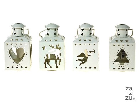 Lampion na tealight z motywem świątecznym 12 x 6 x 6cm metalowy Lampion na tealight z motywem świątecznym 12 x 6 x 6cm metalowy