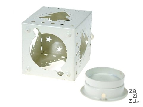 Lampion na tealight z motywem świątecznym 12 x 6 x 6cm metalowy Lampion na tealight z motywem świątecznym 12 x 6 x 6cm metalowy