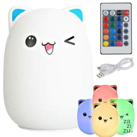 Lampka nocna dla dzieci led kot kotek rgb pilot Lampka nocna dla dzieci led kot kotek rgb pilot