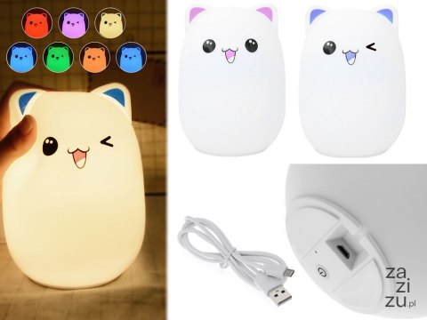 Lampka nocna dla dzieci led kot kotek rgb pilot Lampka nocna dla dzieci led kot kotek rgb pilot