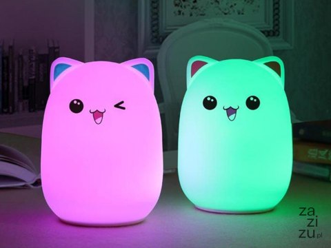Lampka nocna dla dzieci led kot kotek rgb pilot Lampka nocna dla dzieci led kot kotek rgb pilot
