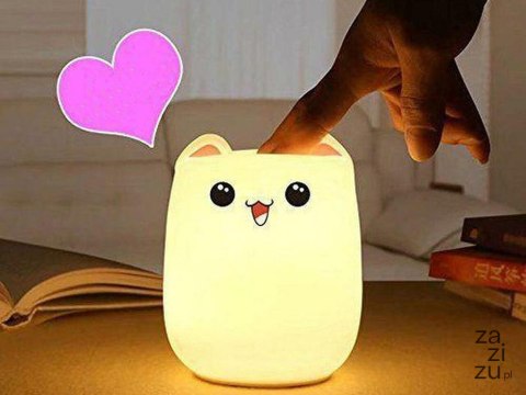 Lampka nocna dla dzieci led kot kotek rgb pilot Lampka nocna dla dzieci led kot kotek rgb pilot