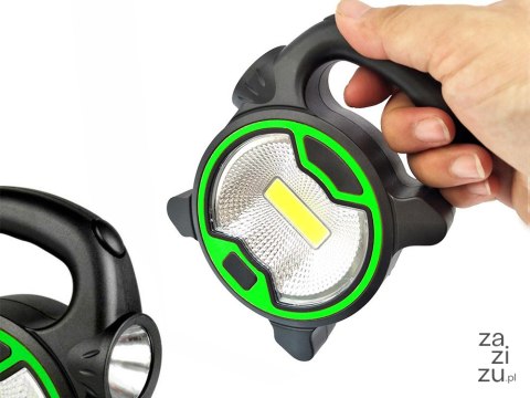 Mocna lampa latarka warsztatowa led cob z uchwytem halogen na baterie 11303_Z Mocna lampa latarka warsztatowa led cob z uchwytem halogen na baterie 11303_Z