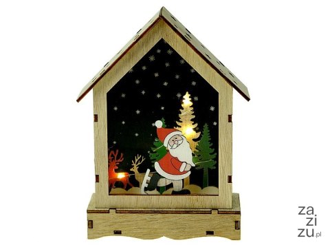 Ozdoba świąteczna domek drewniany ze światłem 16 x 11 x 4,5cm Ozdoba świąteczna domek drewniany ze światłem 16 x 11 x 4,5cm
