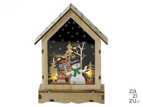 Ozdoba świąteczna domek drewniany ze światłem 16 x 11 x 4,5cm Ozdoba świąteczna domek drewniany ze światłem 16 x 11 x 4,5cm
