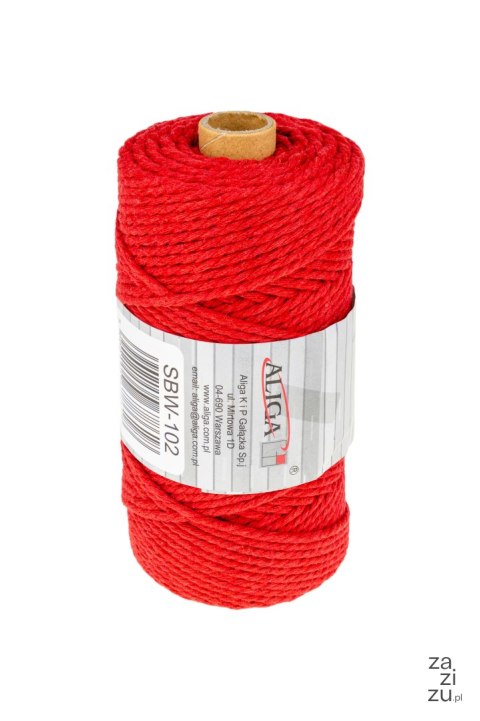 Sznurek bawełniany czerwony 3mm x 100m (splot 21 nitek) SBW-102 Sznurek bawełniany czerwony 3mm x 100m (splot 21 nitek) SBW-102
