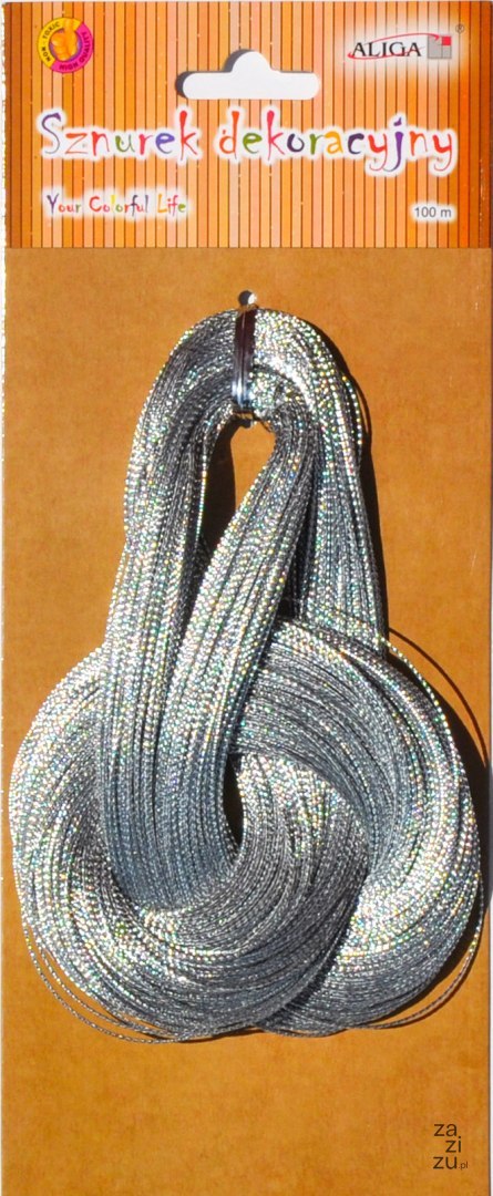 Sznurek dekoracyjny srebrny 1mm x 100m SZM-4119 Sznurek dekoracyjny srebrny 1mm x 100m SZM-4119