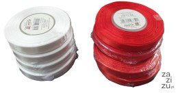 Wstążka satynowa 12 mm x 32 m biała + czerwona 8 szt. AX12-01-08