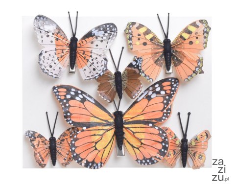 Motyl na klipie mix wzorów 12cm x 1cm x 8,5cm 8cm x 1cm x 7cm 5cm x 1cm x 5cm 6szt. 173CAN22017 Motyl na klipie mix wzorów 12cm x 1cm x 8,5cm 8cm x 1cm x 7cm 5cm x 1cm x 5cm 6szt. 173CAN22017