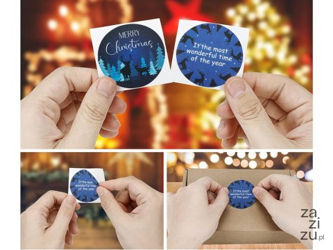 Naklejki ozdobne świąteczne kolorowe na rolce 500 sztuk merry christmas Naklejki ozdobne świąteczne kolorowe na rolce 500 sztuk merry christmas