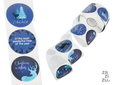 Naklejki ozdobne świąteczne kolorowe na rolce 500 sztuk merry christmas Naklejki ozdobne świąteczne kolorowe na rolce 500 sztuk merry christmas