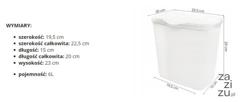 Pojemnik na detergenty PEARL 6l. BIAŁY 4241 Pojemnik na detergenty PEARL 6l. BIAŁY 4241