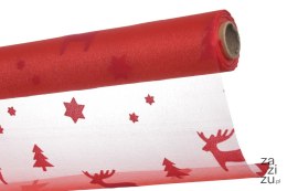 Śnieżna organza flokowana 0,36m x 9m Czerwona