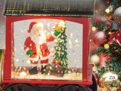 Świąteczny lampion latarenka ozdoba dekoracja led witraż lokomotywa Świąteczny lampion latarenka ozdoba dekoracja led witraż lokomotywa
