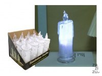Świeca, świeczka brokatowa led z podstawą światło białe zimne 18 x 7 cm TRANSPARENTNA LK002CW Świeca, świeczka brokatowa led z podstawą światło białe zimne 18 x 7 cm TRANSPARENTNA LK002CW