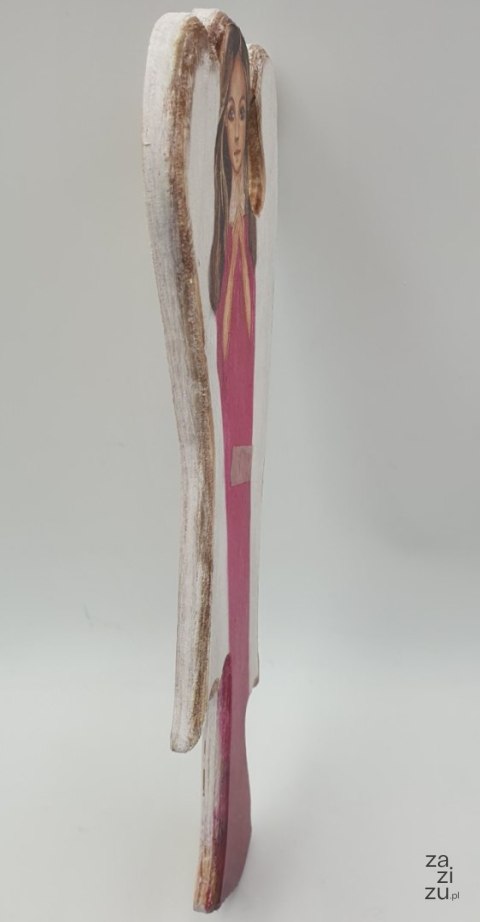 Anioł drewniany malowany lawendowy 50 cm Anioł drewniany malowany lawendowy 50 cm