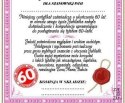 Dyplom certyfikat 60 lat Pani | D75