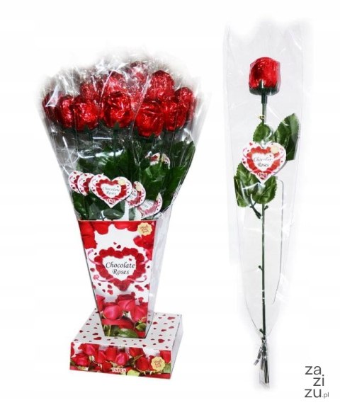Kwiatek róża czekoladowa w wazonie 18 g x 18 szt. Kwiatek róża czekoladowa w wazonie 18 g x 18 szt.