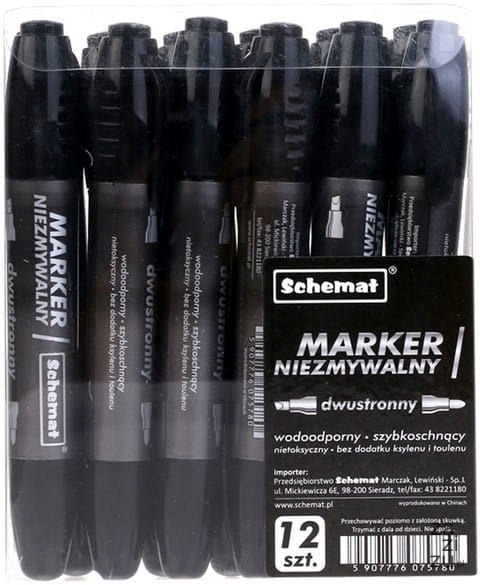 Marker 12szt. niezmywalny dwustronny CZARNY | 5780 Marker 12szt. niezmywalny dwustronny CZARNY | 5780