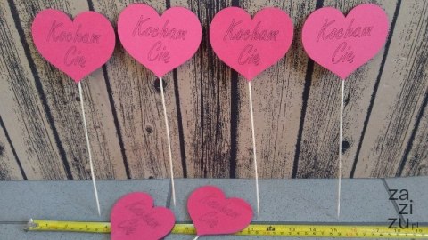 Serce czerwone na piku 6szt KOCHAM CIĘ 9cm Serce czerwone na piku 6szt KOCHAM CIĘ 9cm