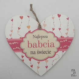 Serce wiszące 12x15cm NAJLEPSZA BABCIA NA ŚWIECIE