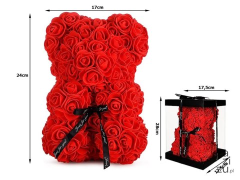 Miś z płatków róż prezent duży pudełko rose XL 25cm | 01903 Miś z płatków róż prezent duży pudełko rose XL 25cm | 01903