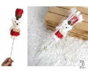 Róża walentynkowa z misiem w folii 37cm VMI-117 Róża walentynkowa z misiem w folii 37cm VMI-117