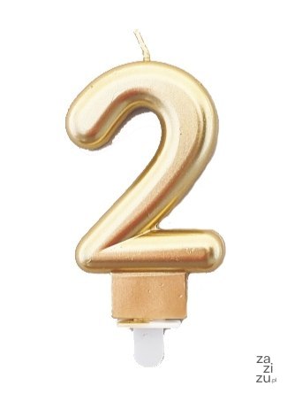 Świeczka 24szt. cyfra złota ,,2'' | 63-42 Świeczka 24szt. cyfra złota ,,2'' | 63-42