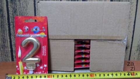 Świeczka 24szt. cyfra złota ,,2'' | 63-42 Świeczka 24szt. cyfra złota ,,2'' | 63-42