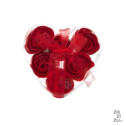 Zestaw 6 mydełek w kształcie róży - pudełko serce
