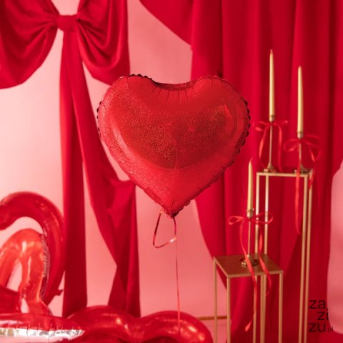 Balon foliowy serce holograficzny czerwony 45cm 161494 Balon foliowy serce holograficzny czerwony 45cm 161494