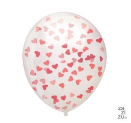 Balon przezroczysty z konfetti Serduszka 12cali 100szt.