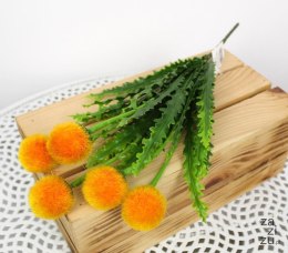 Bukiet futrzane kulki ping pong pomarańczowe 38cm 5 kwiatów 4szt. | LAN-103D