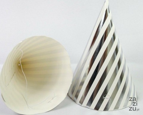 Czapeczka papierowa srebrne paski 8151 Ozdboż-0015pasysr Czapeczka papierowa srebrne paski 8151 Ozdboż-0015pasysr