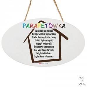 Drewniana tabliczka owal wzbogacona lakierem UV z napisem "Parapetówka..." Drewniana tabliczka owal wzbogacona lakierem UV z napisem "Parapetówka..."