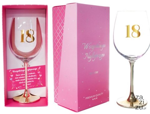 Kieliszek do wina ze złotą nóżką " 18 " 500 ml Kieliszek do wina ze złotą nóżką " 18 " 500 ml