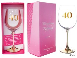 Kieliszek do wina ze złotą nóżką '40' 500 ml